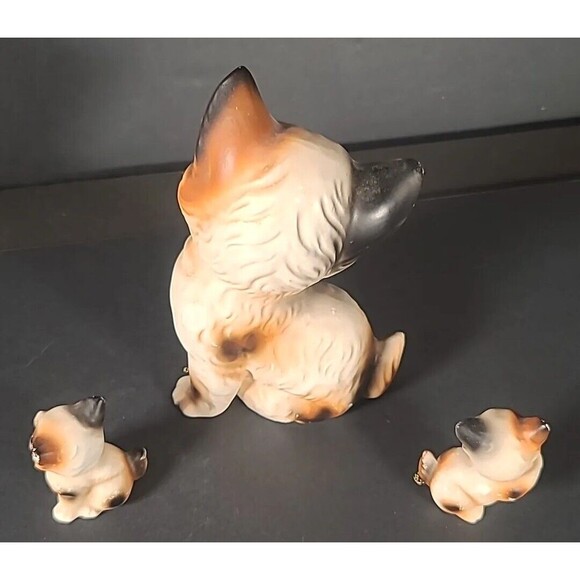 Vintage Arnart Calico Mother Cat with 2 Baby Kittens on Chains Ceramic Japan - Picture 4 of 11